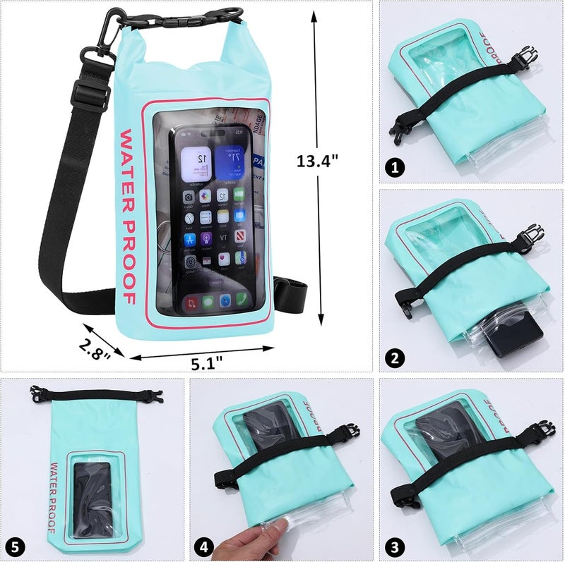GPUSFAK 154 Pieces Waterproof Boat First Aid Kit Dry Bag with Cell Phone Bug Out Bags Pouch Roll Top Boat Emergency Kit 2-in-1 for Camping Fishing Kayaking Swimming Rafting - Image 4